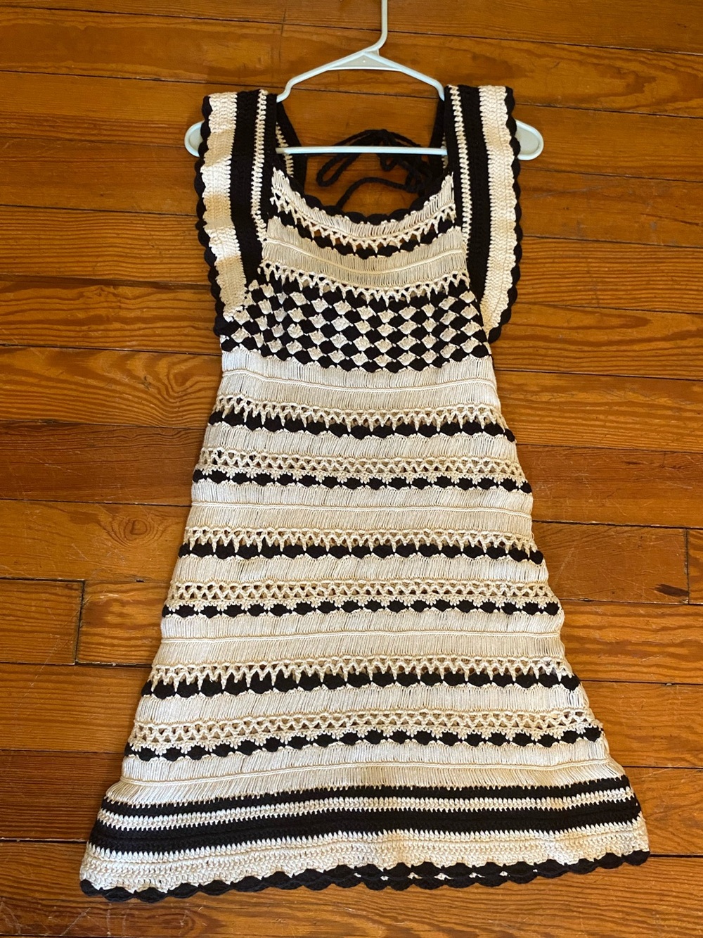 Forever 21 Crochet Midi Dress Cream Black Boho NWT Size Small